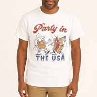 Retro Party In The Usa Beer Hot Dog Lover Funny 4th Of July Tall T-Shirt