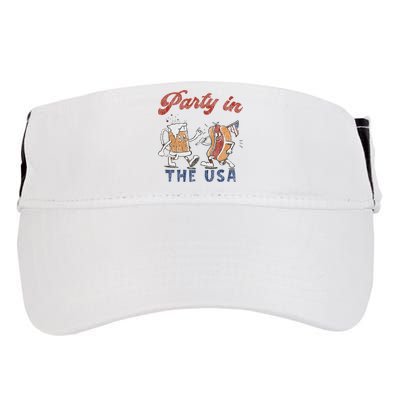 Retro Party In The Usa Beer Hot Dog Lover Funny 4th Of July Adult Drive Performance Visor