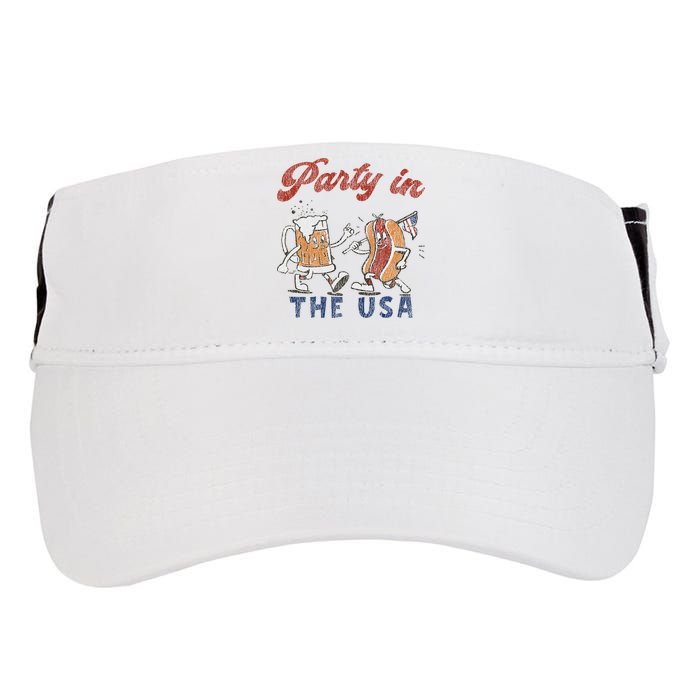 Retro Party In The Usa Beer Hot Dog Lover Funny 4th Of July Adult Drive Performance Visor