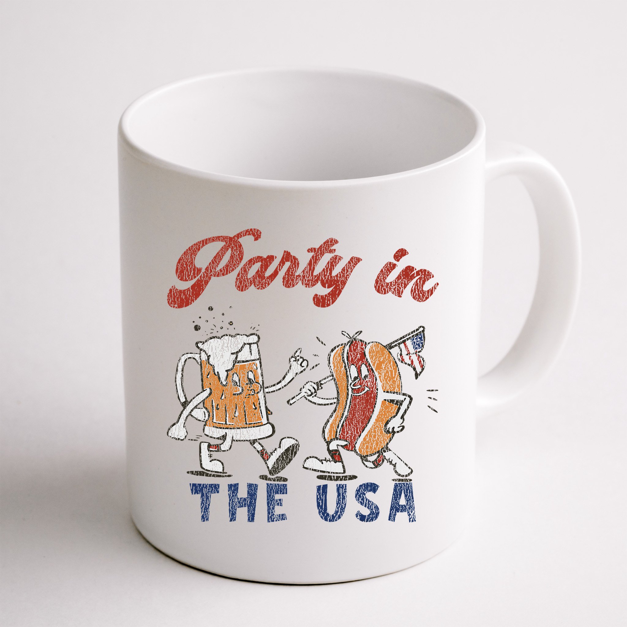 Retro Party In The Usa Beer Hot Dog Lover Funny 4th Of July Mug