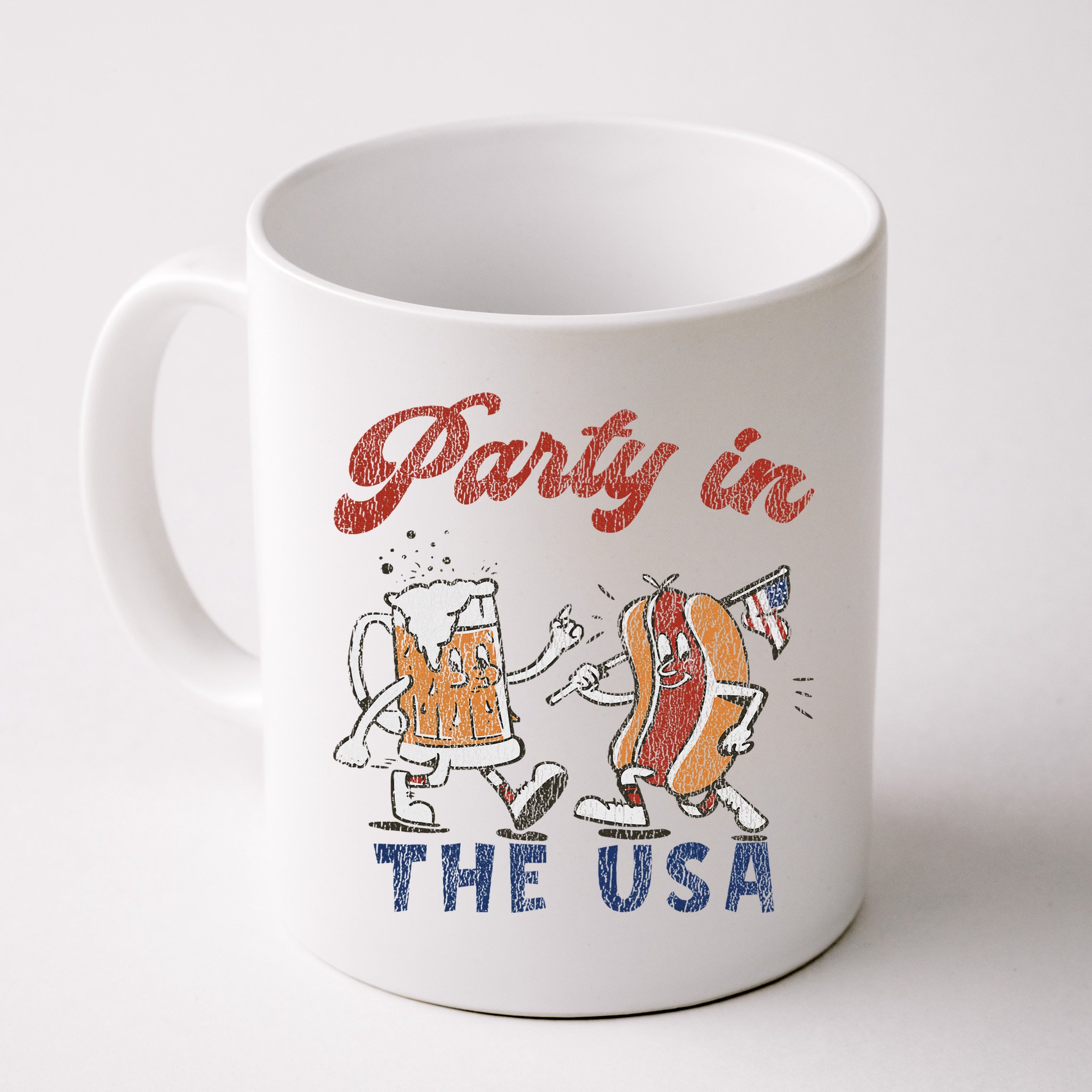 Retro Party In The Usa Beer Hot Dog Lover Funny 4th Of July Mug