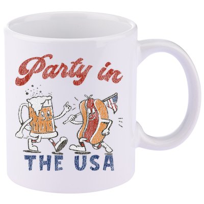 Retro Party In The Usa Beer Hot Dog Lover Funny 4th Of July 11oz C Handle Ceramic Mug