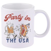 Retro Party In The Usa Beer Hot Dog Lover Funny 4th Of July 11oz C Handle Ceramic Mug