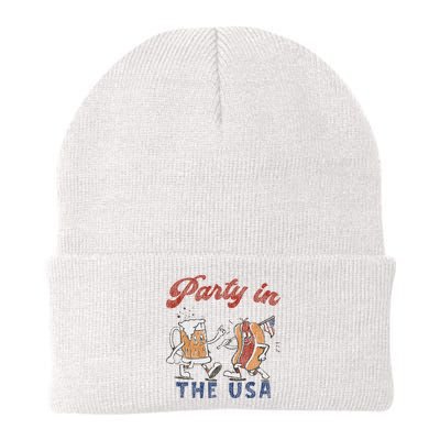 Retro Party In The Usa Beer Hot Dog Lover Funny 4th Of July Beanie