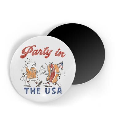 Retro Party In The Usa Beer Hot Dog Lover Funny 4th Of July Magnet