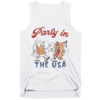 Retro Party In The Usa Beer Hot Dog Lover Funny 4th Of July Tank Top