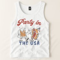Retro Party In The Usa Beer Hot Dog Lover Funny 4th Of July Tank Top