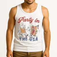 Retro Party In The Usa Beer Hot Dog Lover Funny 4th Of July Tank Top