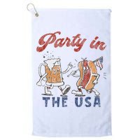 Retro Party In The Usa Beer Hot Dog Lover Funny 4th Of July Golf Towel