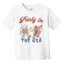 Retro Party In The Usa Beer Hot Dog Lover Funny 4th Of July Toddler T-Shirt