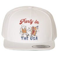 Retro Party In The Usa Beer Hot Dog Lover Funny 4th Of July Wool Snapback Cap
