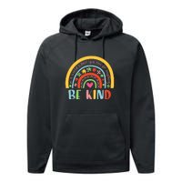 Rainbow Puzzle In A World Where You An Be Anything Be Kind Autism Awareness Performance Fleece Hoodie