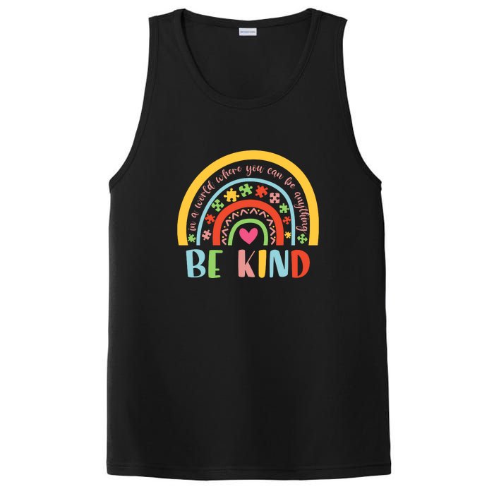 Rainbow Puzzle In A World Where You An Be Anything Be Kind Autism Awareness PosiCharge Competitor Tank