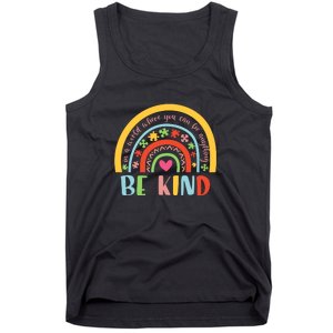 Rainbow Puzzle In A World Where You An Be Anything Be Kind Autism Awareness Tank Top