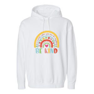 Rainbow Puzzle In A World Where You An Be Anything Be Kind Autism Awareness Garment-Dyed Fleece Hoodie