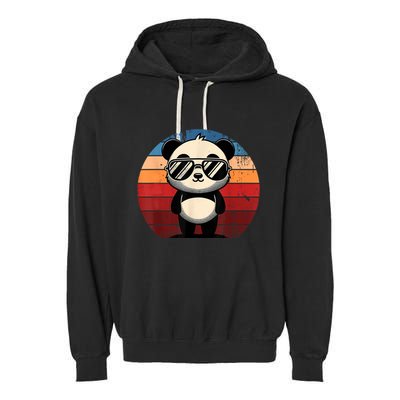 Retro Panda In Sunglasses Bbq Pool Party Funny Panda Garment-Dyed Fleece Hoodie