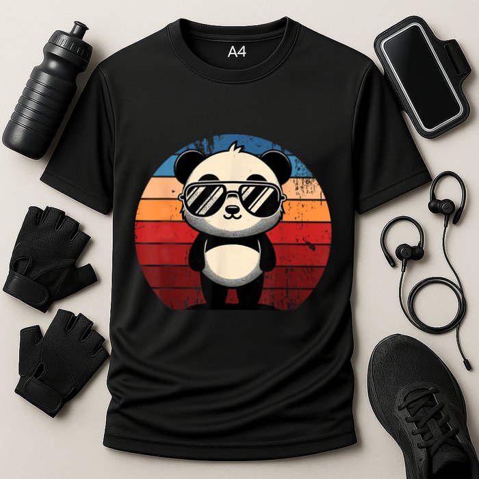 Retro Panda In Sunglasses Bbq Pool Party Funny Panda Performance Shirt
