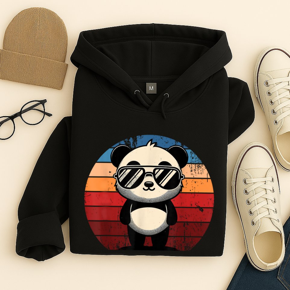 Retro Panda In Sunglasses Bbq Pool Party Funny Panda Hoodie