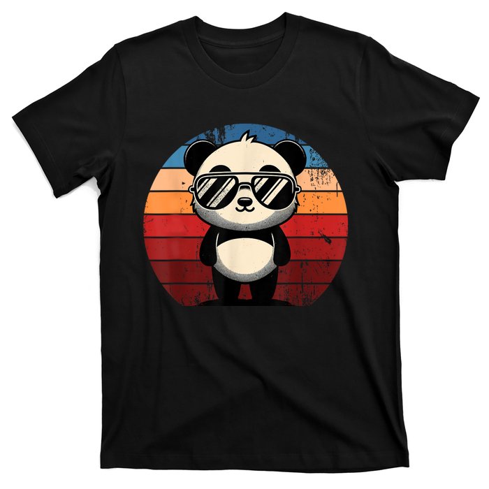 Retro Panda In Sunglasses Bbq Pool Party Funny Panda T-Shirt