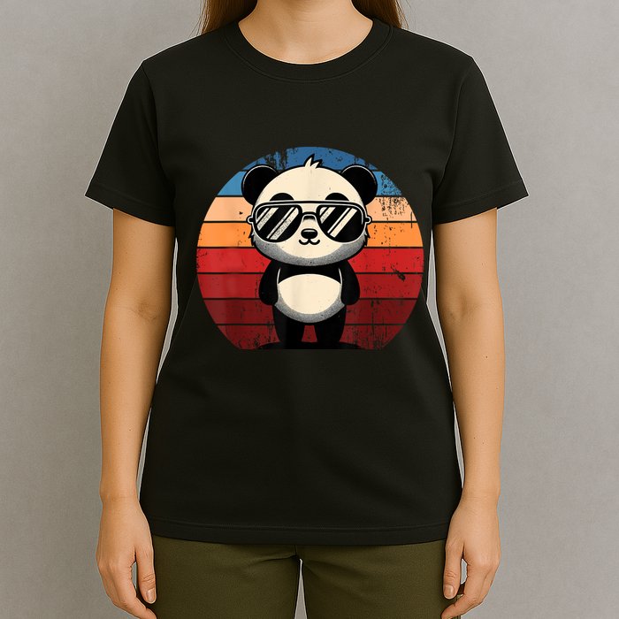 Retro Panda In Sunglasses Bbq Pool Party Funny Panda T-Shirt