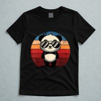 Retro Panda In Sunglasses Bbq Pool Party Funny Panda T-Shirt