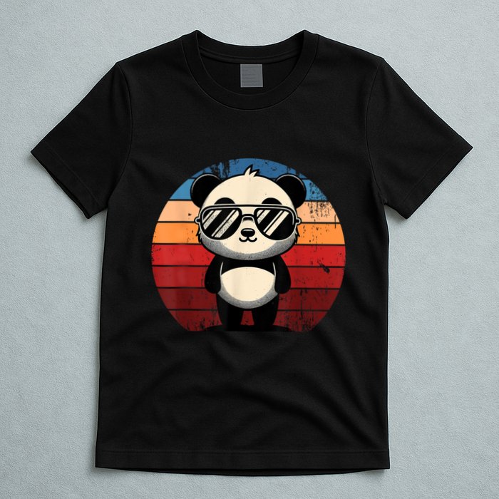 Retro Panda In Sunglasses Bbq Pool Party Funny Panda T-Shirt