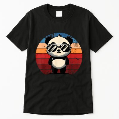 Retro Panda In Sunglasses Bbq Pool Party Funny Panda Tall T-Shirt