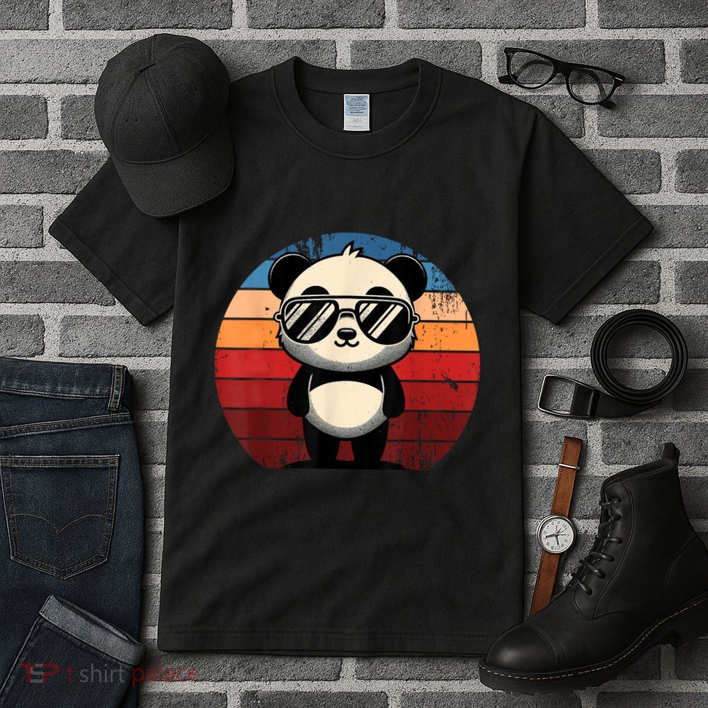 Retro Panda In Sunglasses Bbq Pool Party Funny Panda Tall T-Shirt
