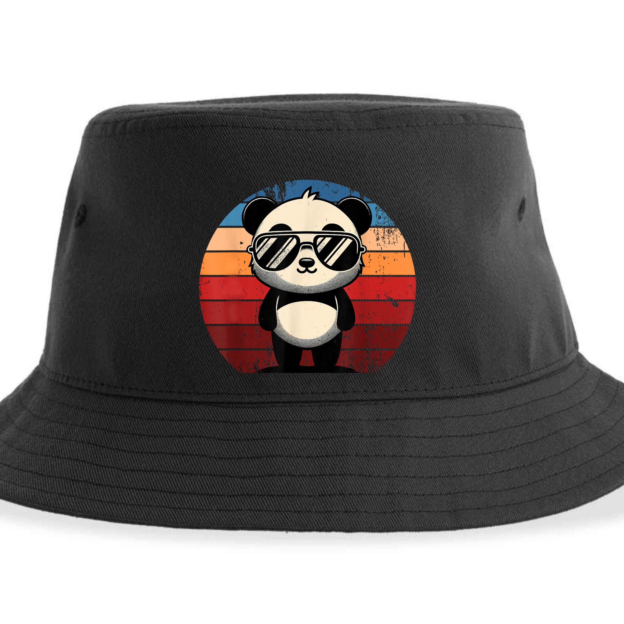 Retro Panda In Sunglasses Bbq Pool Party Funny Panda Sustainable Bucket Hat
