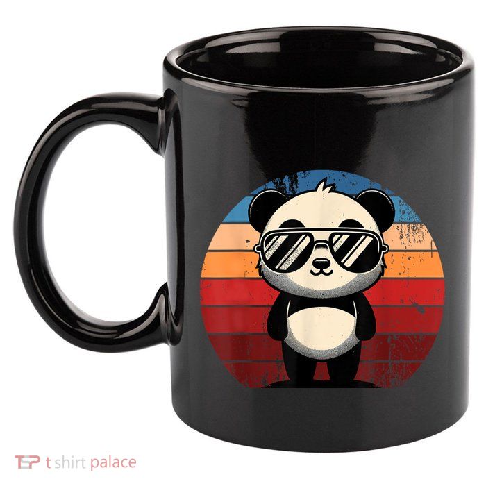 Retro Panda In Sunglasses Bbq Pool Party Funny Panda 11oz C Handle Ceramic Mug