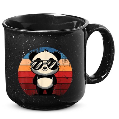 Retro Panda In Sunglasses Bbq Pool Party Funny Panda 15oz Campfire Ceramic Mug