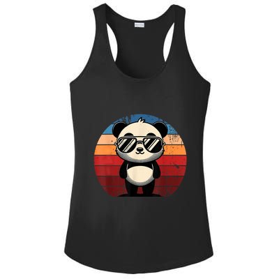 Retro Panda In Sunglasses Bbq Pool Party Funny Panda Ladies PosiCharge Competitor Racerback Tank