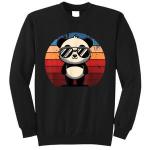 Retro Panda In Sunglasses Bbq Pool Party Funny Panda Tall Sweatshirt