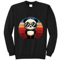 Retro Panda In Sunglasses Bbq Pool Party Funny Panda Tall Sweatshirt