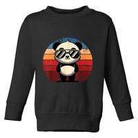 Retro Panda In Sunglasses Bbq Pool Party Funny Panda Toddler Sweatshirt