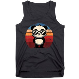 Retro Panda In Sunglasses Bbq Pool Party Funny Panda Tank Top