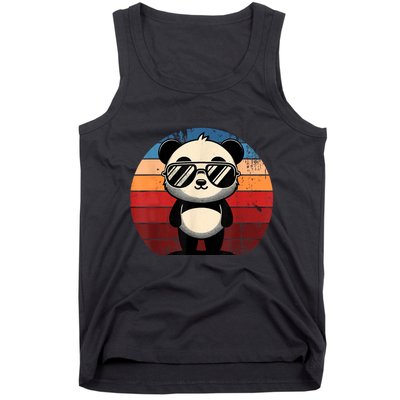 Retro Panda In Sunglasses Bbq Pool Party Funny Panda Tank Top
