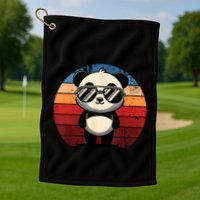 Retro Panda In Sunglasses Bbq Pool Party Funny Panda Golf Towel