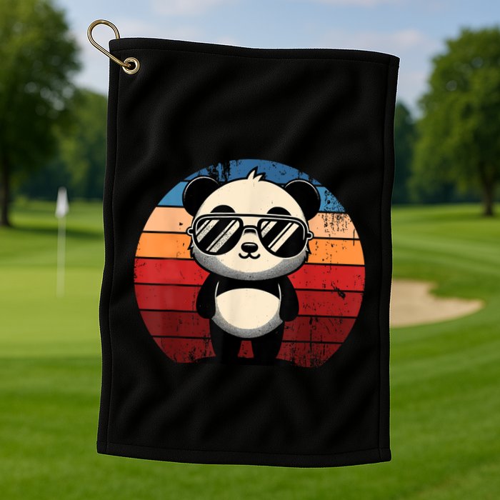 Retro Panda In Sunglasses Bbq Pool Party Funny Panda Golf Towel