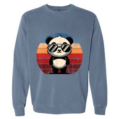 Retro Panda In Sunglasses Bbq Pool Party Funny Panda Garment-Dyed Sweatshirt