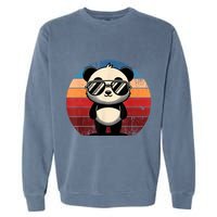 Retro Panda In Sunglasses Bbq Pool Party Funny Panda Garment-Dyed Sweatshirt