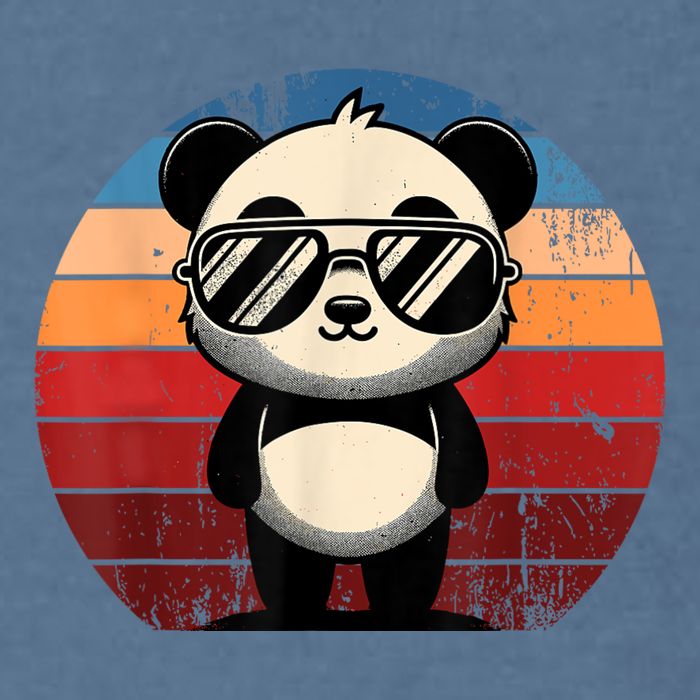 Retro Panda In Sunglasses Bbq Pool Party Funny Panda Garment-Dyed Sweatshirt