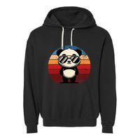 Retro Panda In Sunglasses Bbq Pool Party Funny Panda Garment-Dyed Fleece Hoodie