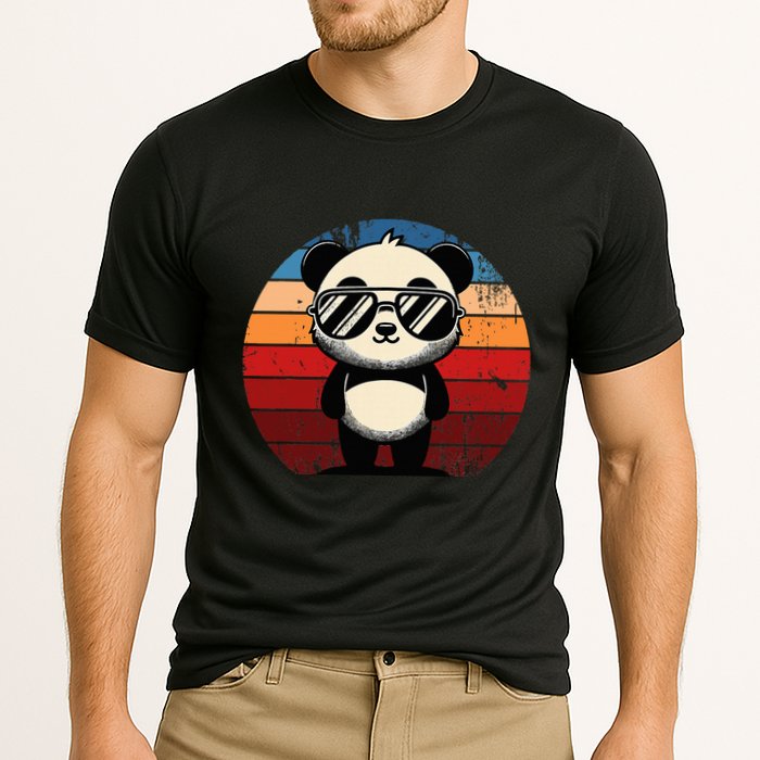 Retro Panda In Sunglasses Bbq Pool Party Funny Panda Performance Shirt