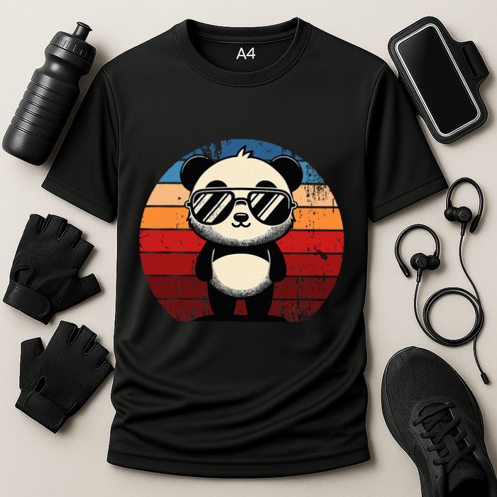 Retro Panda In Sunglasses Bbq Pool Party Funny Panda Performance Shirt