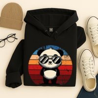 Retro Panda In Sunglasses Bbq Pool Party Funny Panda Hoodie