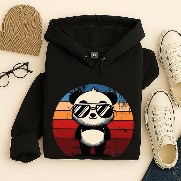 Retro Panda In Sunglasses Bbq Pool Party Funny Panda Hoodie
