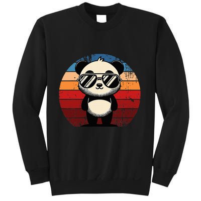 Retro Panda In Sunglasses Bbq Pool Party Funny Panda Sweatshirt