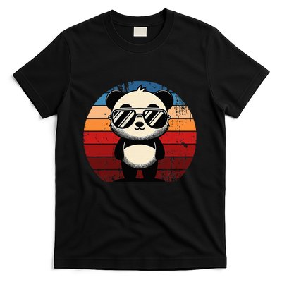 Retro Panda In Sunglasses Bbq Pool Party Funny Panda T-Shirt
