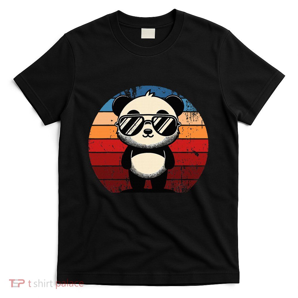 Retro Panda In Sunglasses Bbq Pool Party Funny Panda T-Shirt
